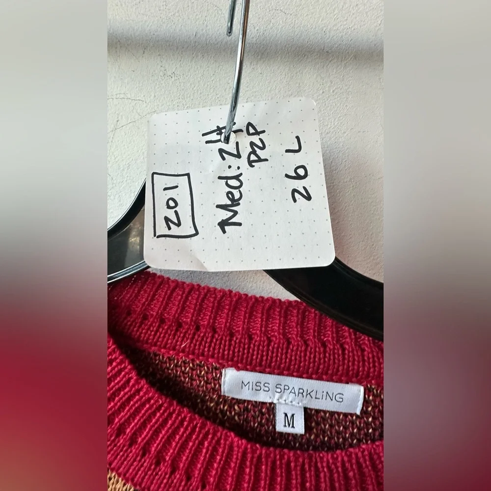 MISS SPARKLING 🆕 red Tiger sweater medium. Pit 25